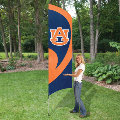 AUBURN TIGERS 8.5 FOOT TALL TEAM FLAG 11.5' POLE SIGN BANNER UNIVERSITY APPLIQUE