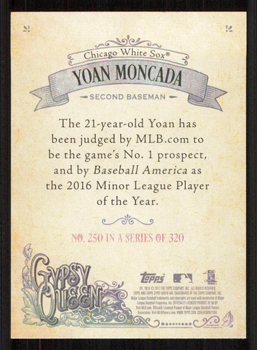 2017 Topps Gypsy Queen #250A Yoan Moncada RC - Picture 2 of 2