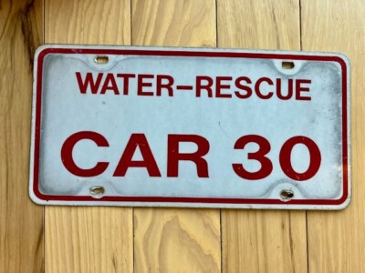 #ad Vintage Water Rescue Car 30 License Plate 1970#x27;s? $54.99