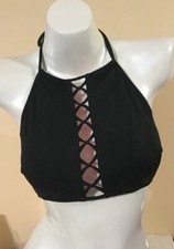 PINK VICTORIAS SECRET SWIM HIGH NECK LIGHTLY LINED SMALL AA-C BIKINI TOP F3837