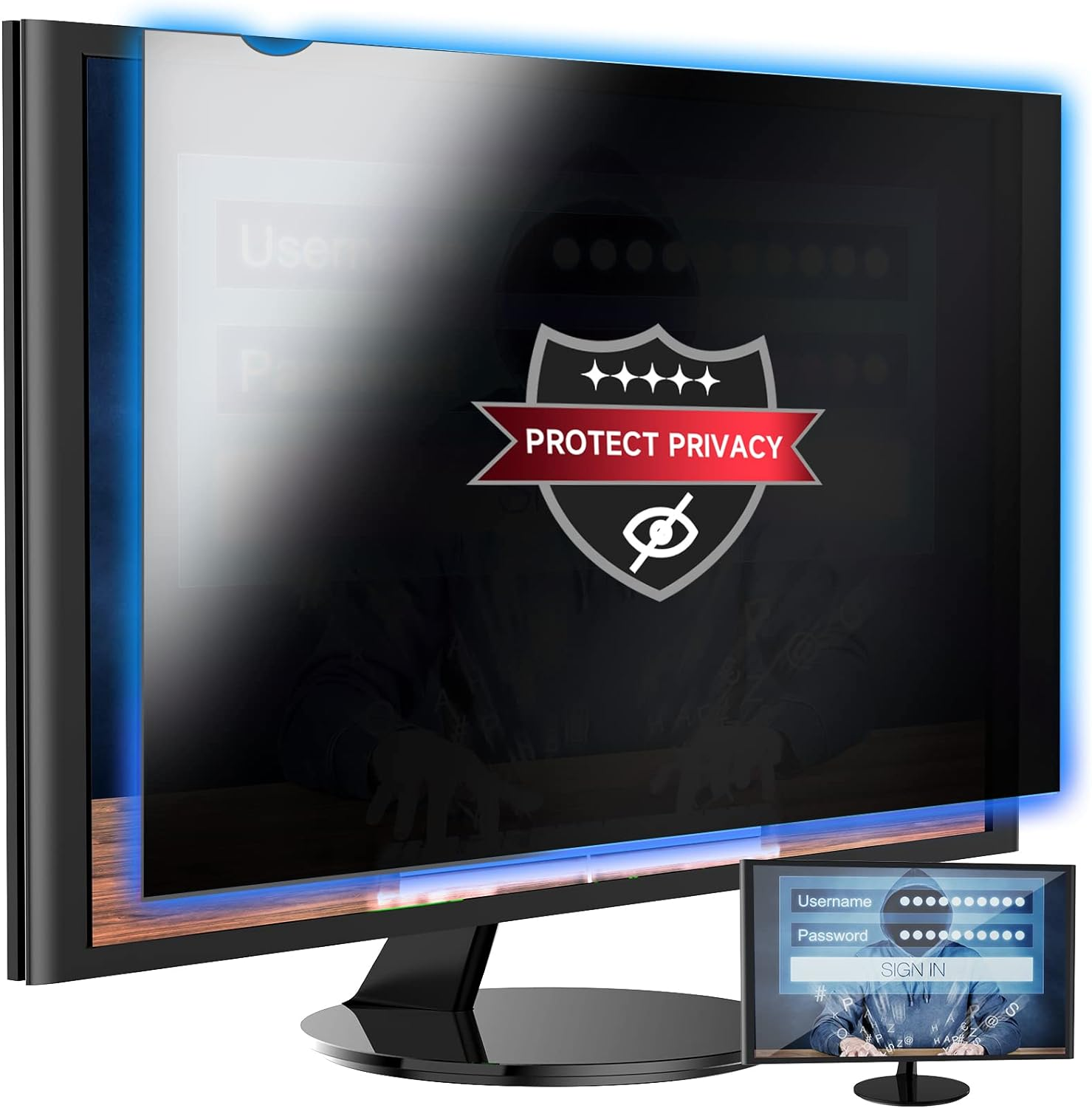 23 Inches Computer Privacy Screen Filter, Anti-Spy Anti-Glare Screen Protector F