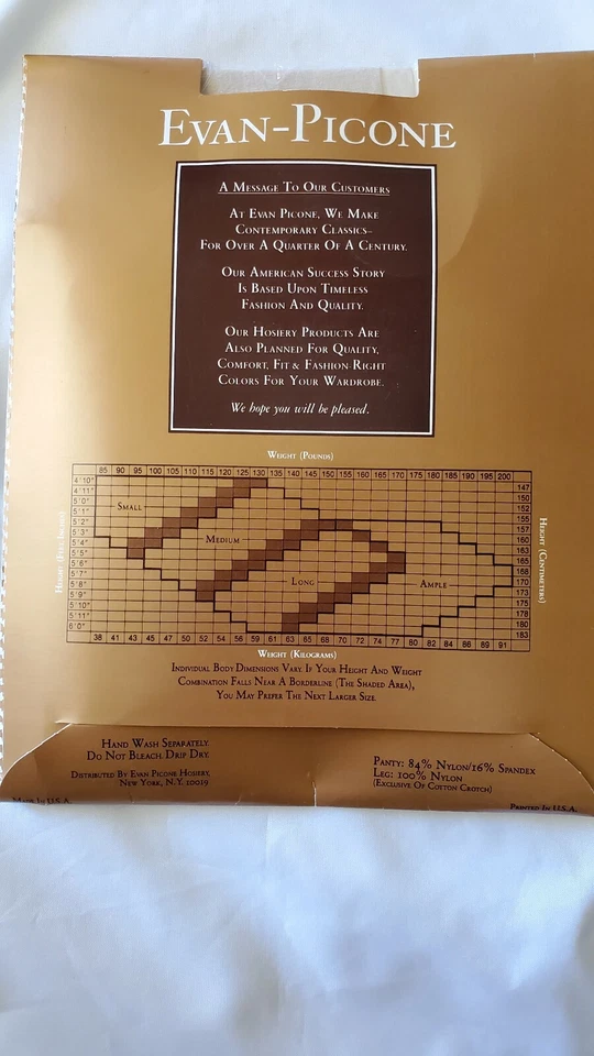 Pantimedias transparentes vintage Evan-Picone The Silkee amplia #183 tapa de control de vainilla Foto 2 de 2