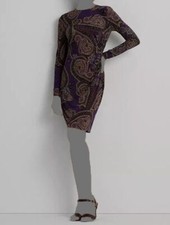 Lauren Ralph Lauren Women's Purple Paisley Twist-Front Dress Size 8