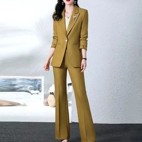 Spring and Autumn Blazer Coat Set Trousers 2Piece Women's Suit Jacket Pants - Picture 4 of 26