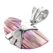 925 Sterling Silver Purple Mother Of Pearl Turbo Shell Sterling Pendant, 1"
