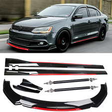 Front Bumper Lip Splitter Side Skirt Glossy Black Red For Vw Jetta Mk6 Mk7 Front Bumper Lip Splitter Side Skirt Glossy Black Red For Vw Jetta Mk6 Mk7