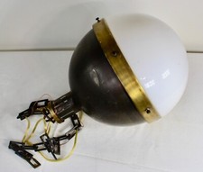 Vintage MCM Hanging Chandelier Light 1 White Globe Metal Casing Mid Century