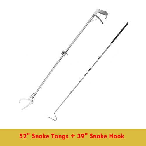 52" Heavy Duty Reptile Snake Tongs Grabber Retractable Hook Catcher Hunting Bag - Picture 3 of 32