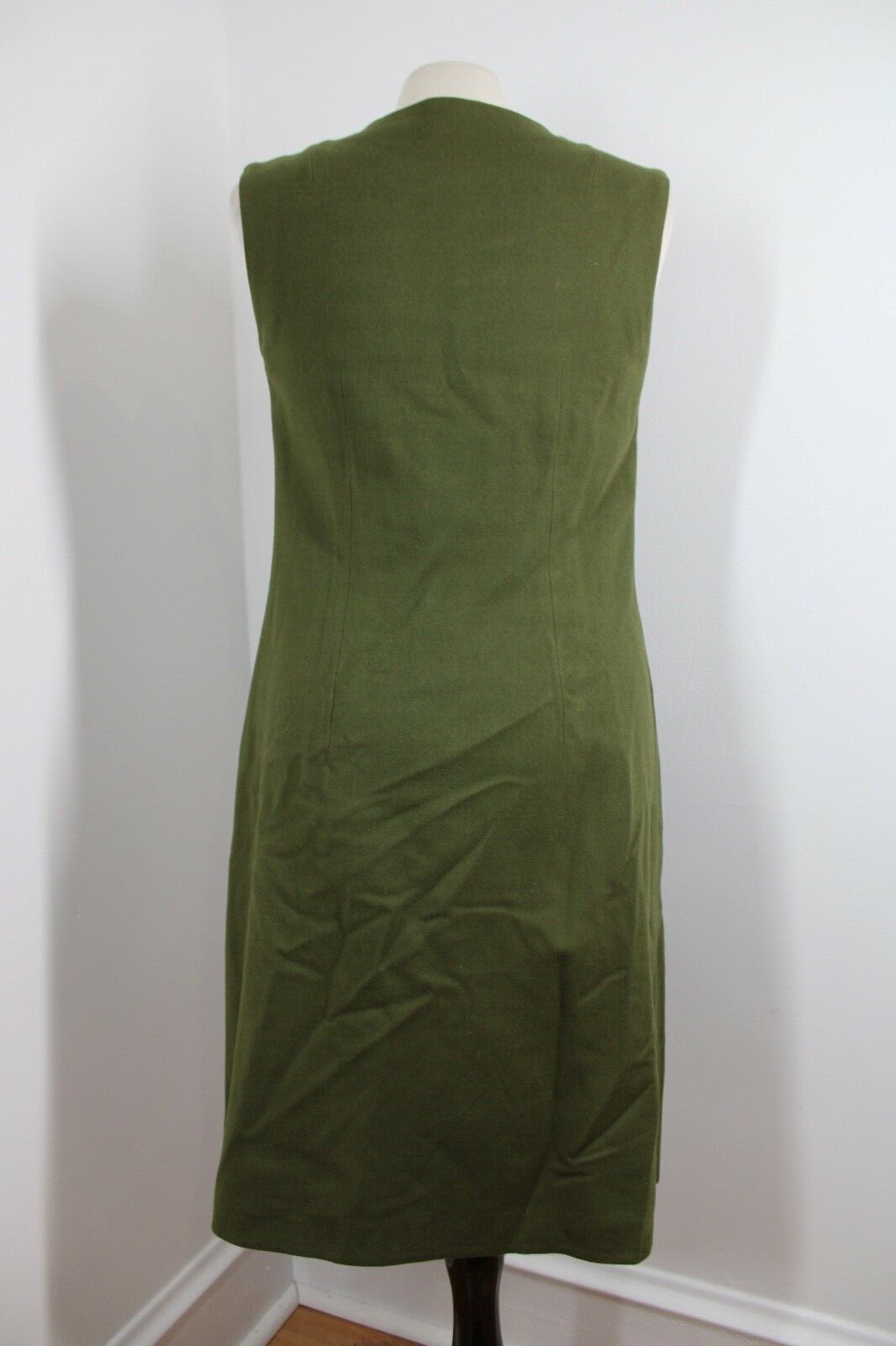 Vtg 30s/40s Hand Made Green Wool XS/S Sleeveless … - image 5