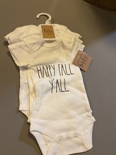 Rae Dunn Fall Baby Clothes 0-3 Months 3 Pack Bodysuits Pumpkin Theme