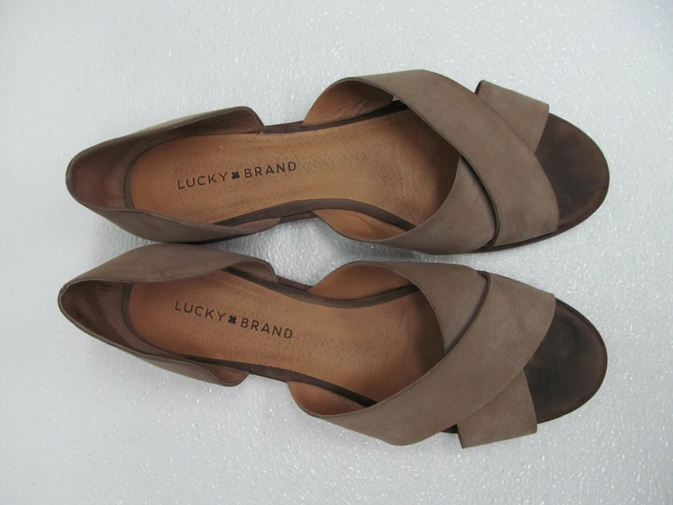 Sapatilhas femininas Lucky Brand Gallah biqueira aberta couro acastanhado tamanho 10 - Imagem 2 de 4