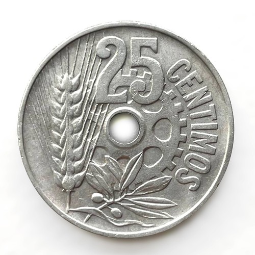 SPAIN 🇪🇸 1934 CIVIL WAR 25 CENTIMOS KM# 751 HIGH GRADE - Imagen 2 de 6