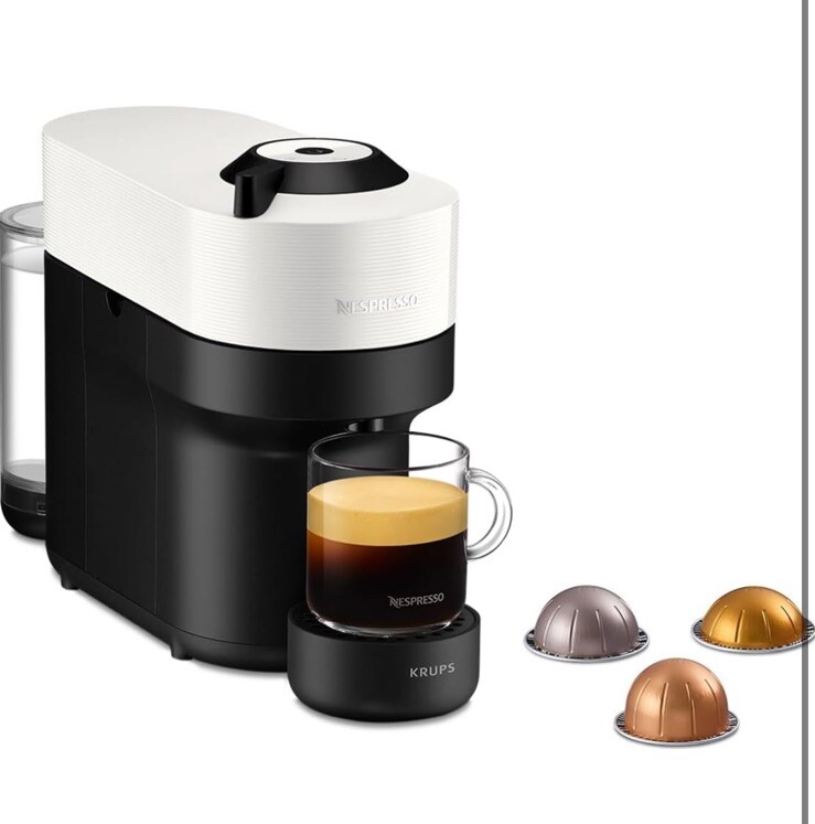 Nespresso Vertuo Pop XN9201K, Macchina caffè di Krups, Coconut White, Bianco