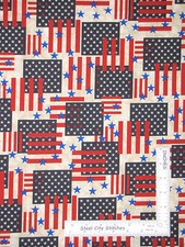 Patriotic USA Flag Stars and Stripes Toss Cotton Fabric Santee Patriotic Yard