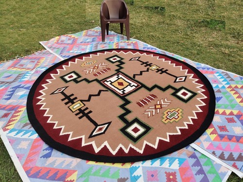 8x8 Ft Handwoven Wool Navajo Rug Southwestern Pattern Native American Style Rug - 第 6/9 張圖片