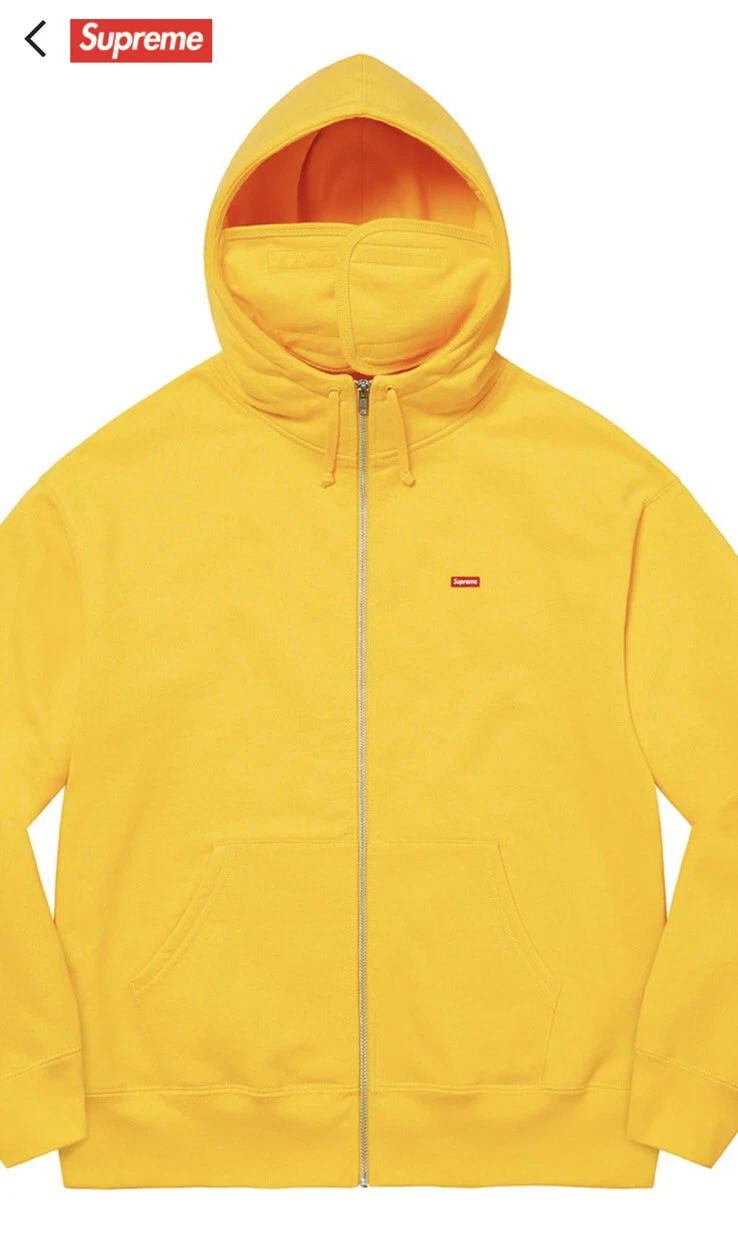 Supreme petite boîte masque facial zippé sweat à capuche taille jaune : PETIT flambant neuf ÉPUISÉ