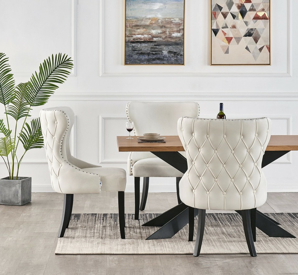 Luxury Dining Table Set Velvet Chairs Dining Table Set 4 and 6 Seater ...