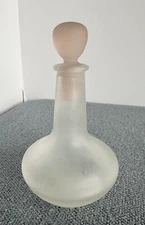 Vintage Crowning Touch Collection Frosted Pink White Perfume Bottle Stopper 5”