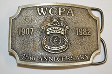 Vintage 1982 WCPA Wisconsin POLICE Chief 75th Anniversary Brass Belt Buckle Rare