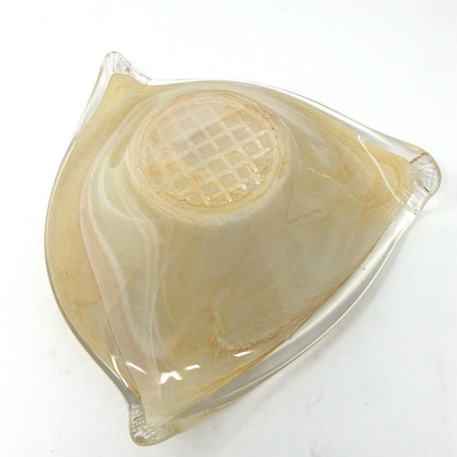 Lavorazione Arte Murano Golden Yellow Centerpiece Bowl Dish 10" Italy Pristine - Picture 5 of 8