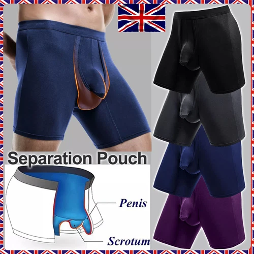 Men's Underwear Dual Pouch Trunks Separation Pouch Bulge Enhancing Boxer Briefs - Picture 1 of 18