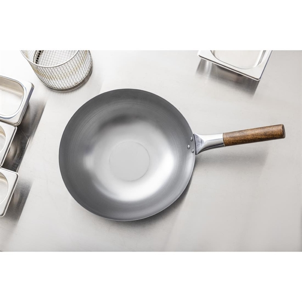 London Wok GJ493 12"" Flat Bottom Wok, Restaurant Take Away frying wok