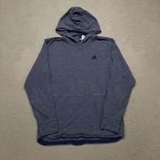 Adidas Mens Hoodie Blue Size Large Pullover Sweatshirt Cotton Three Stripes