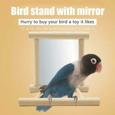 Mirror Pet Bird Wooden Play Toy With Perch For Parrot Lovebird Parakeet D1m0 Ebay