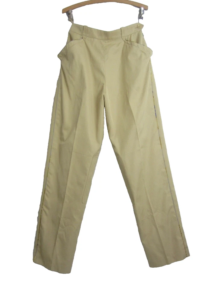 Pantalones de montar de colección Hermes Paris para mujer S beige algodón seda ribete cintura 27" Foto 2 de 4