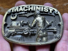 1986 The Great American Buckle Co. Brass Machinist Belt Buckle UNUSED