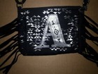 💥 Girl's Black Fringe Silver A Handbag Crossbody Purse New Monogram Bag Initial — photo 4
