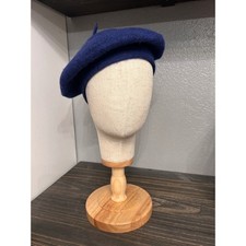 Vintage Royal Blue Wool Blend Classic Beret French Style Artist Hat Solid Blue