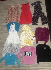 Lot of 17 girls' clothing pieces, size 7/8, various brands.
