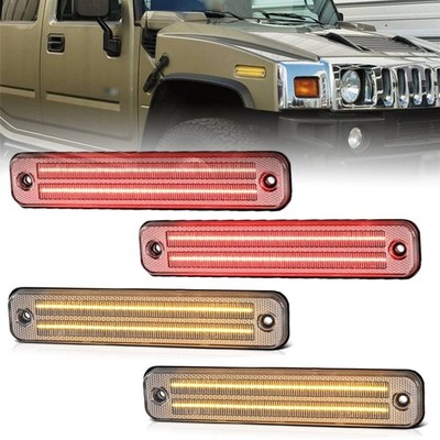 4x Clear Lens Amber/Red For 2003-2009 Hummer H2 Full LED Side Marker Light Kit