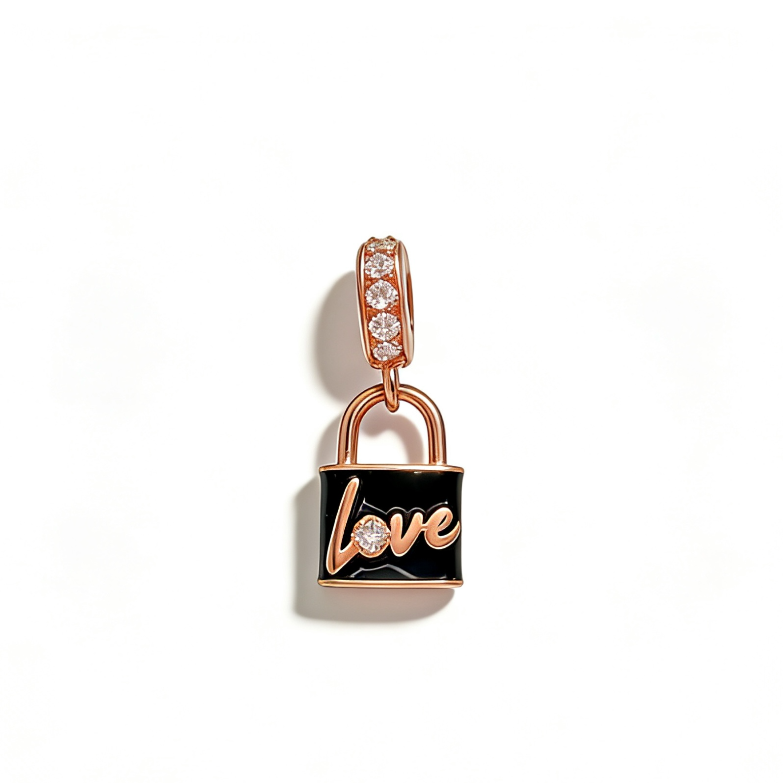 Pandora Love Padlock Dangle Charm Rose Gold Plated CZ Enamel #782508C01 Gift