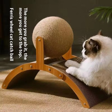 2 In 1 Cat Scratching Ball Wooden Cat Scratcher Sisal Scratch Board Wear-Resista