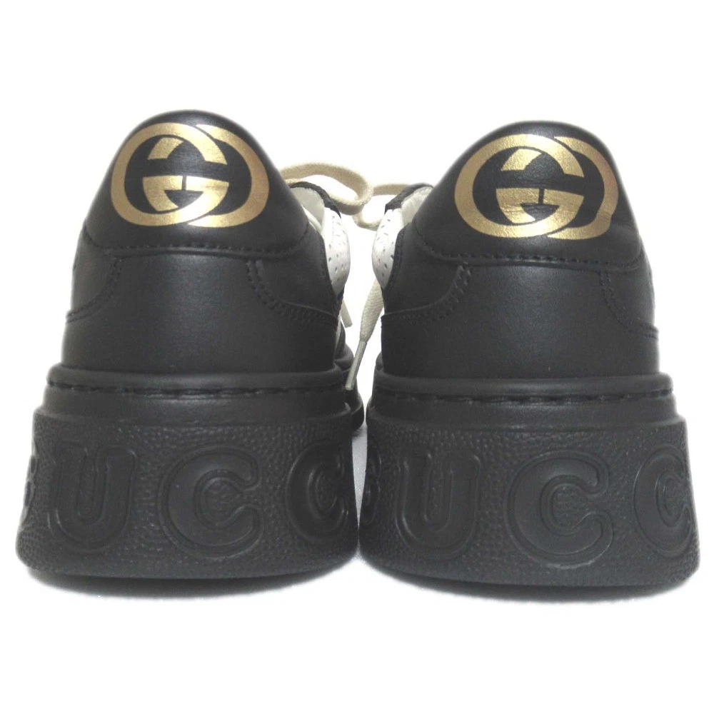 Baskets basses GUCCI GG en cuir gaufré coupe épaisse 684911 36,5 23,5 cm Bl