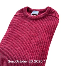 Murrays Toggery Shop Knit Wool Fisherman Sweater Mens 48 XXL Red Scotland Ribbed