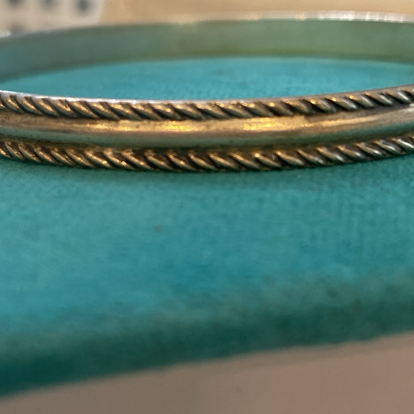 Vintage Sterling Silver Solid Bangle Bracelet 8.5” - image 2