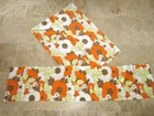 VINTAGE 70s 80s Orange Flower 2 Seater Sheet + Bolster Cover 2.92 x 2m