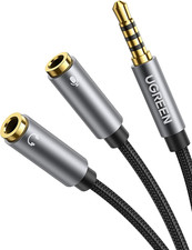 UGREEN Headphone Splitter 3.5Mm 2 Female to 1 Male Mic and Audio Y Splitter T...