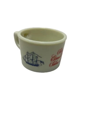 Vintage Old Spice Shaving Mug “Ship Grand Turk Salem 1786" Milk Glass Shulton