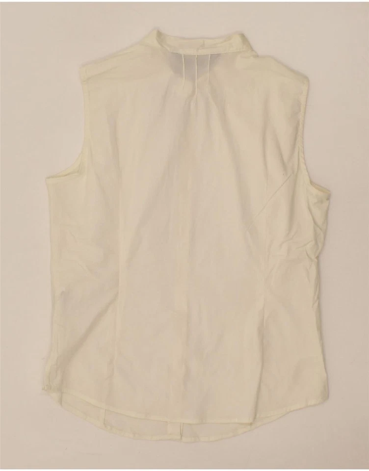 DOCKERS Womens Sleeveless Shirt UK 12 Medium Off White Cotton CQ02 — 第 2/3 张图片