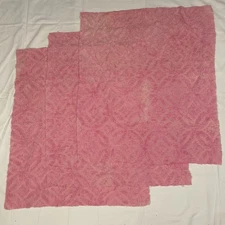3 Pieces Pink Vintage Chenille 30” X 36” Quilting Damask Fabric Lot