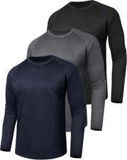 3 Pack Long Sleeve Shirts for Men - Quick Dry Moisture Wicking UV Sun Protection