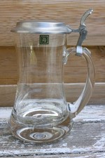 WMF Krug, Bierkrug, Glaskrug mit Zinndeckel, 0,5 Liter