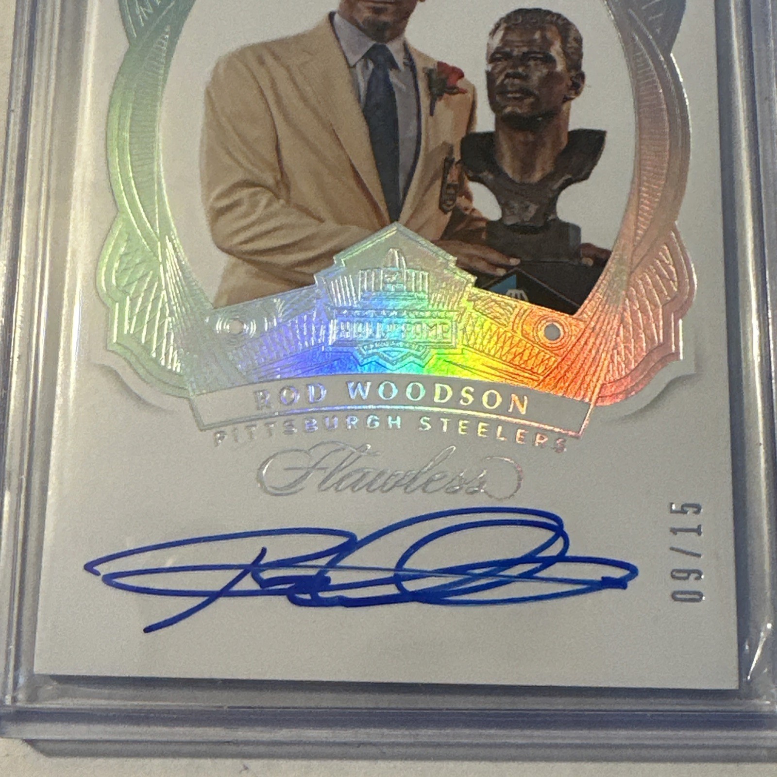2018 Panini Flawless Rod Woodson Auto Induction Class HOF Legend Refractor /15 view 3