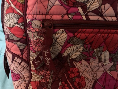 EUC Vera Bradley Red Coral Pink Floral Leaf 12 X 15 X 5 - Picture 6 of 9