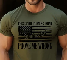 Charlie Kirk Turning Point USA American Flag Patriotic  T Shirt
