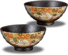 Kutani ware tea bowl gold flower arrangement Japanese tableware made in Japan